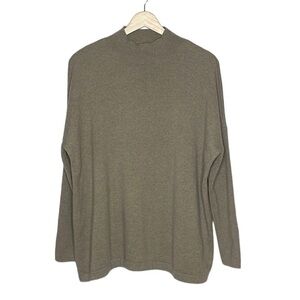 J JILL 100% CASHMERE MOCK NECK PULLOVER LOOSE FITTING SWEATER IN LT BROWN SZ L